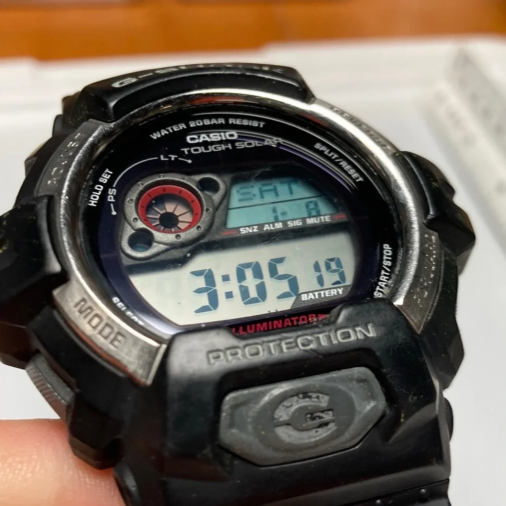 Casio Gshock GR-8900, tough solar, black watch, light works, new solar cell